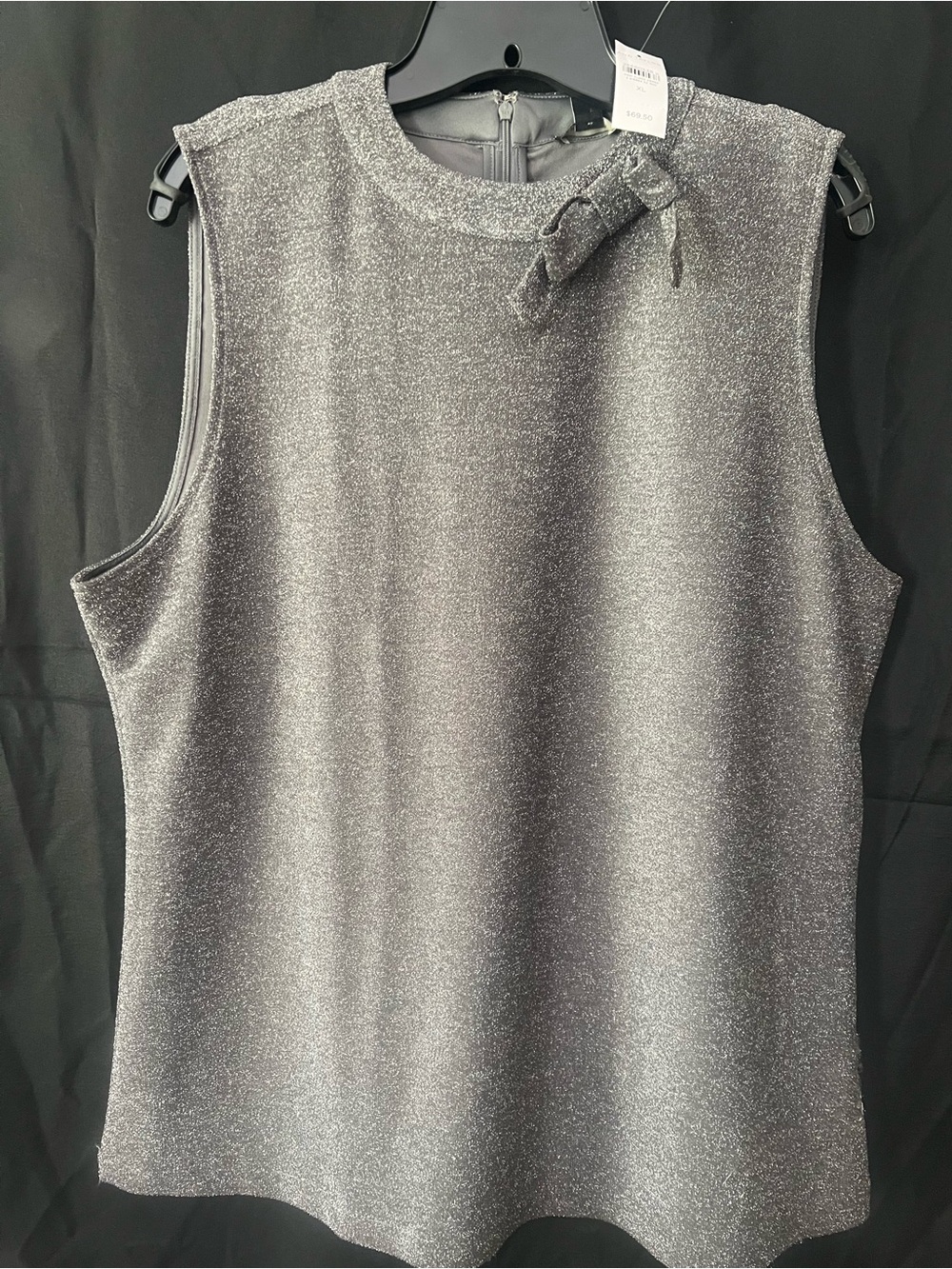 Ann Taylor Shimmer Sleeveless Knit Top in Silver